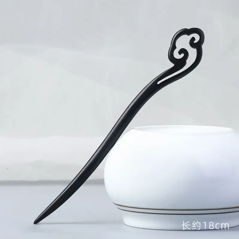 Elongated Hairpin Ancient Style Ebony Chopsticks - Image 19