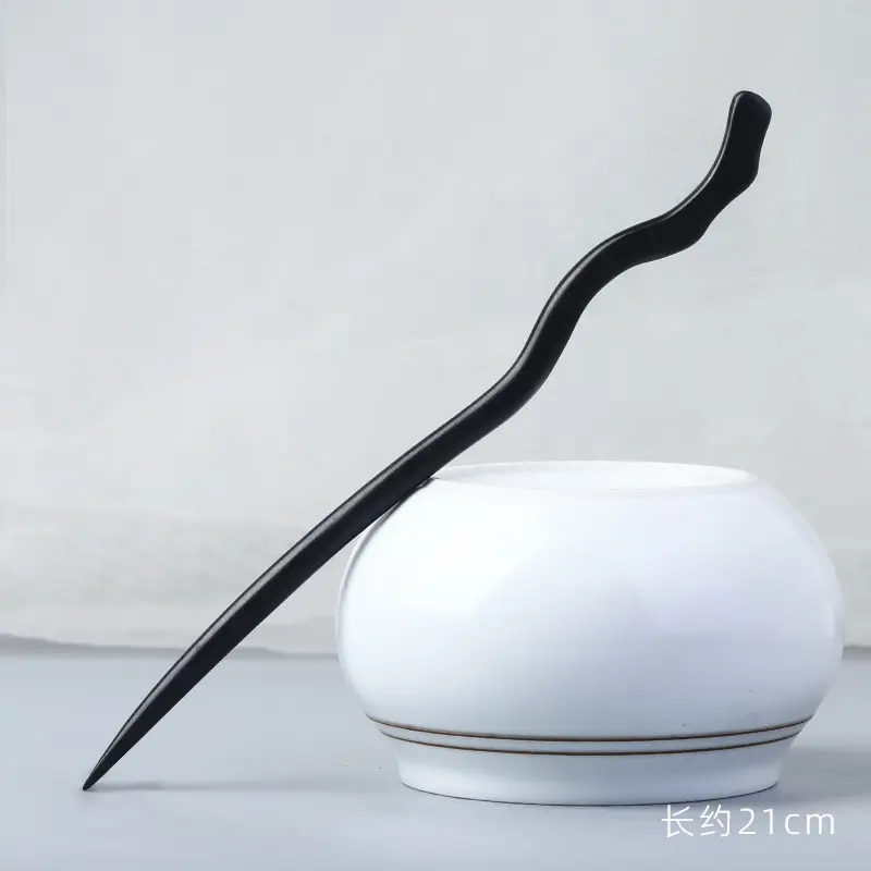 Elongated Hairpin Ancient Style Ebony Chopsticks - Image 2
