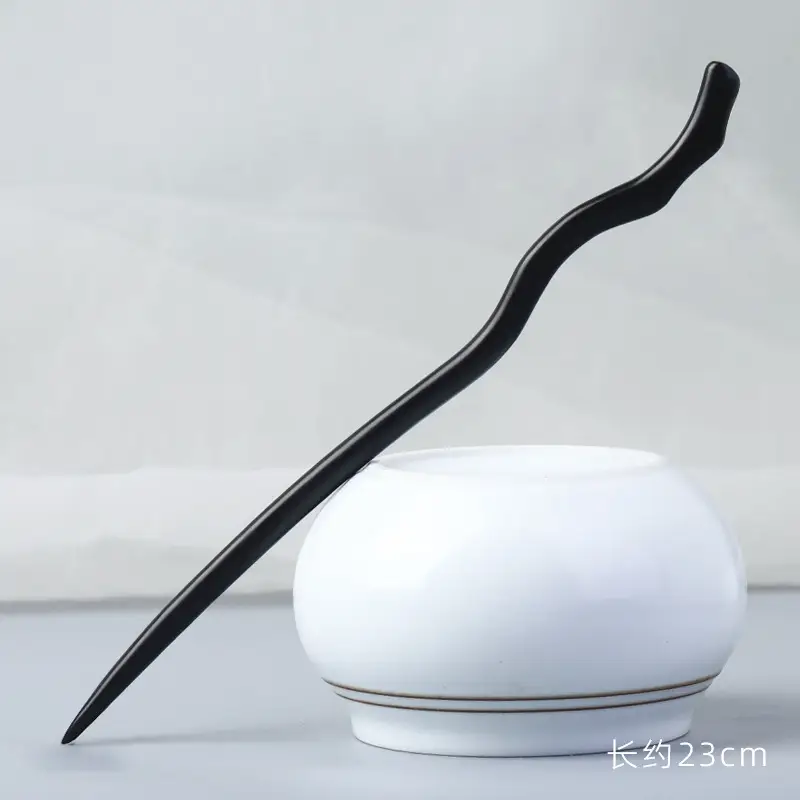 Elongated Hairpin Ancient Style Ebony Chopsticks - Image 3