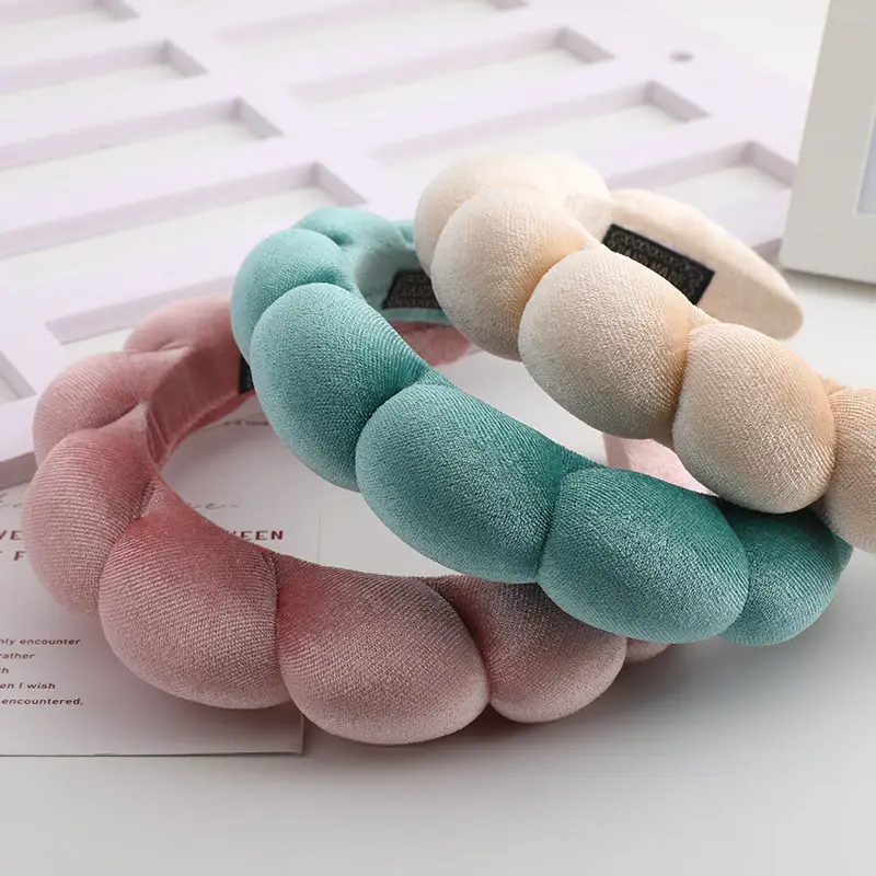 Korean Style Velvet Skull Top Headband with Sponges - Image 10