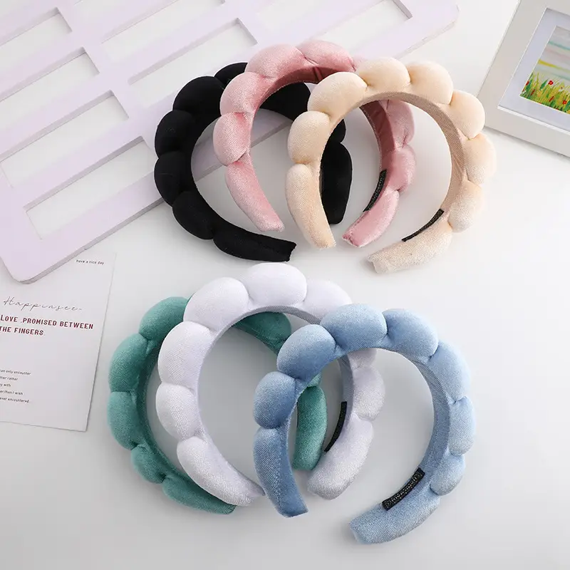 Korean Style Velvet Skull Top Headband with Sponges - Image 11