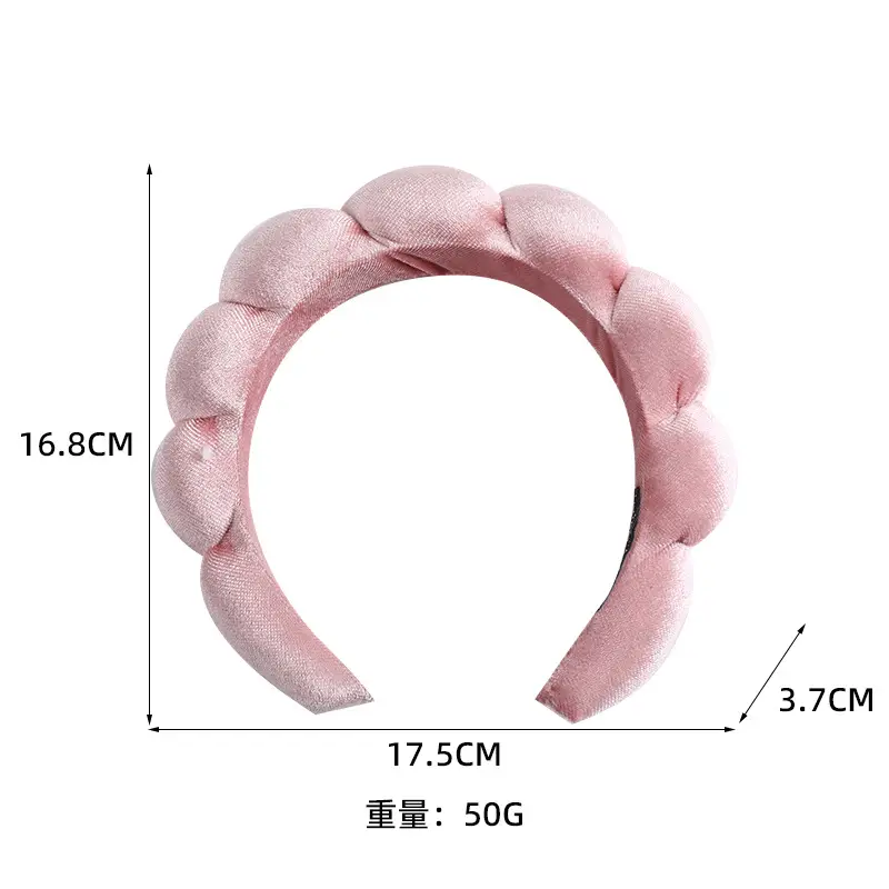 Korean Style Velvet Skull Top Headband with Sponges - Image 13