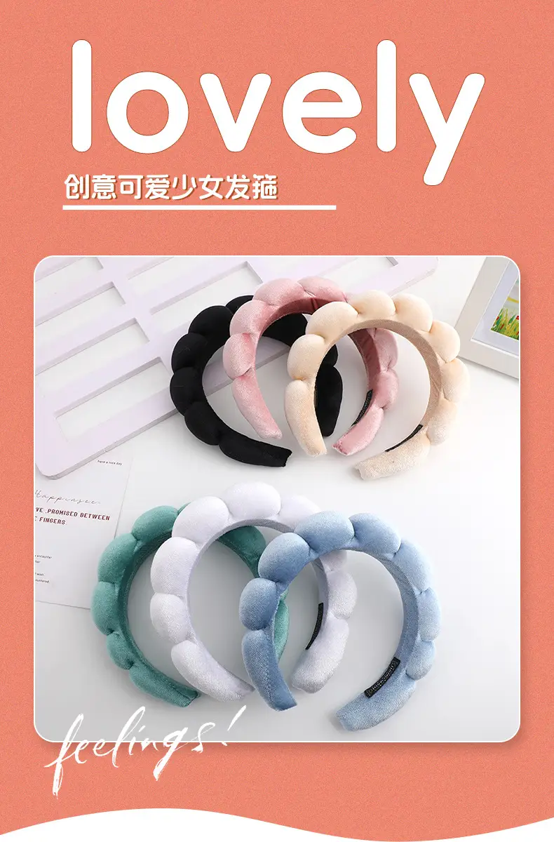 Korean Style Velvet Skull Top Headband with Sponges — feature 1