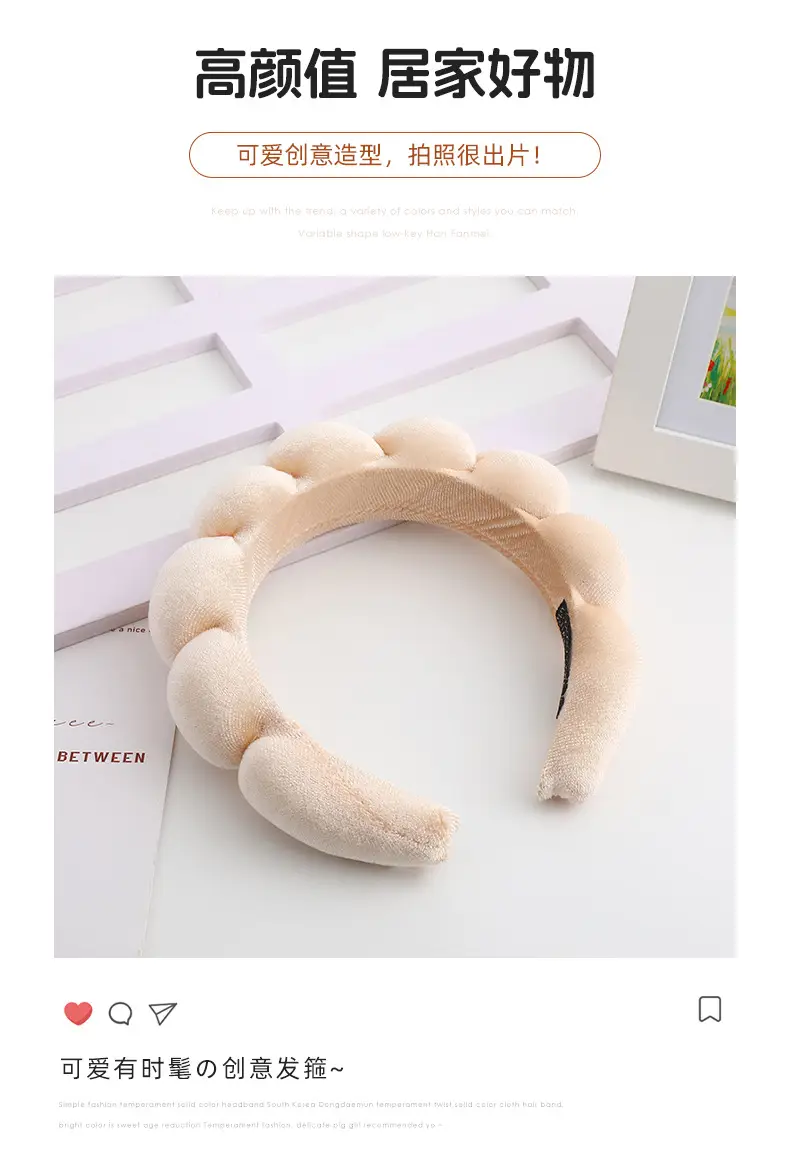 Korean Style Velvet Skull Top Headband with Sponges — feature 4