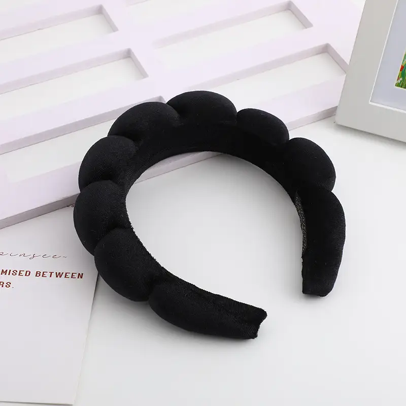 Korean Style Velvet Skull Top Headband with Sponges - Image 3