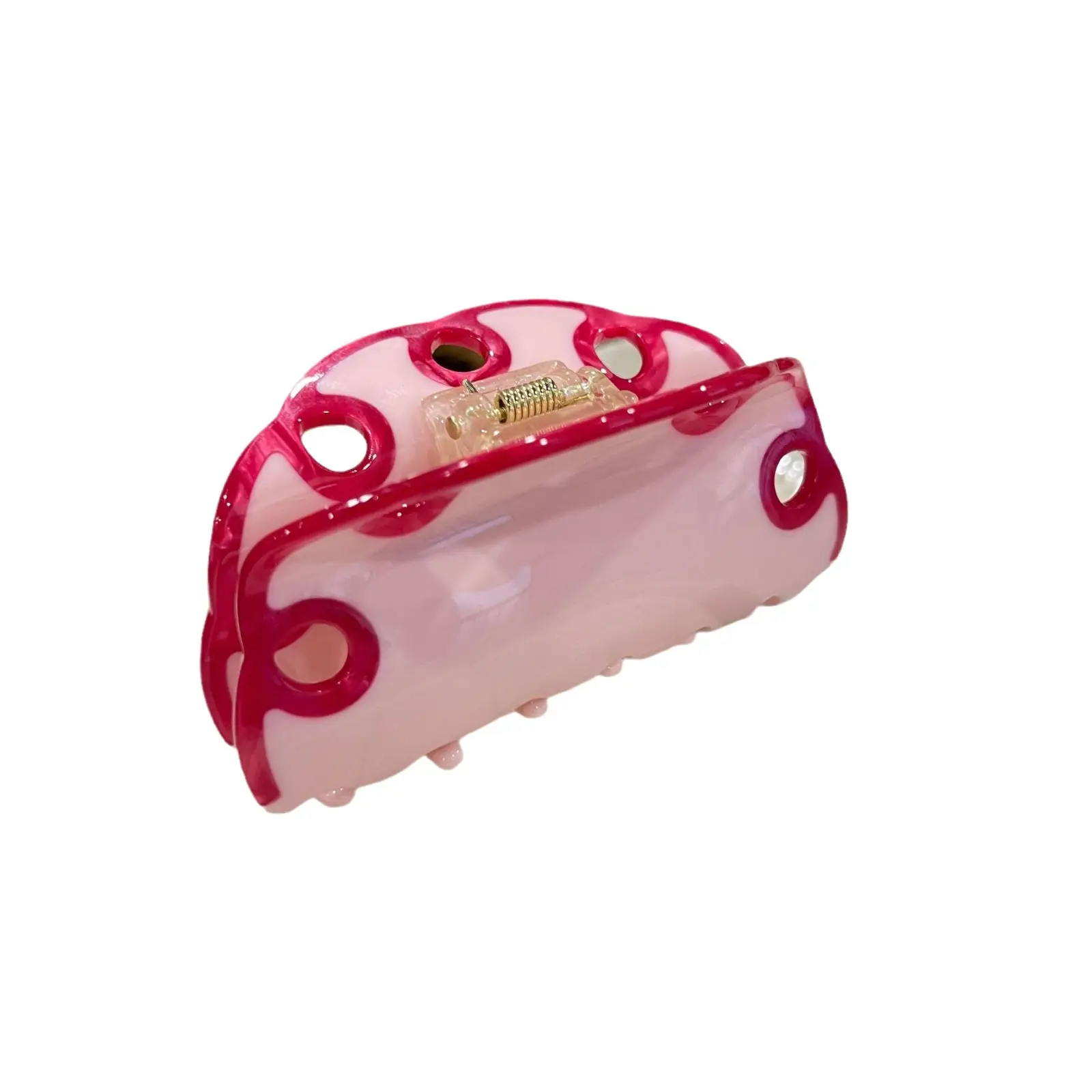 Pink Bow Hair Clip with Pearl Beads for Women - Image 7