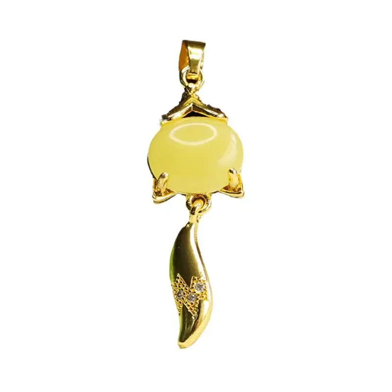 Aiyu Fox Necklace with Natural Amber Pendant - Image 6