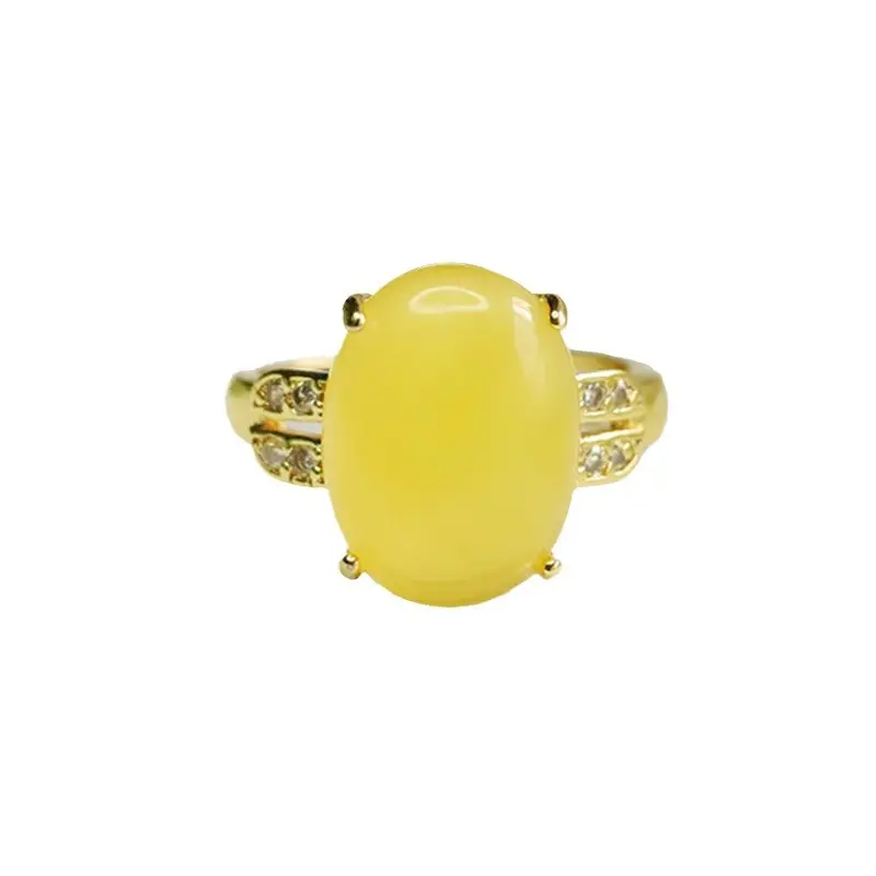 Aiyu Natural Amber Ring with Beads - Image 6