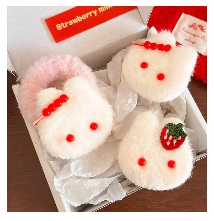 Autumn Winter Plush Hair Ring with Strawberry Design — feature 28