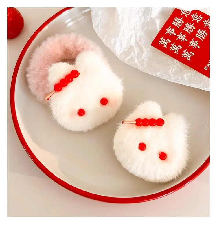 Autumn Winter Plush Hair Ring with Strawberry Design — feature 29