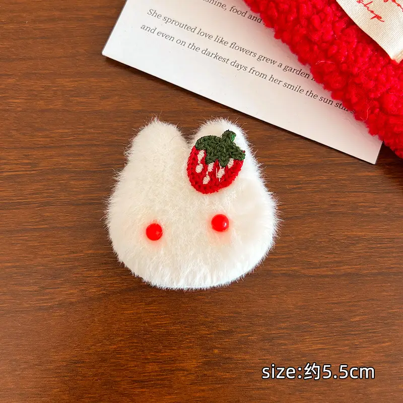 Autumn Winter Plush Hair Ring with Strawberry Design - Image 2