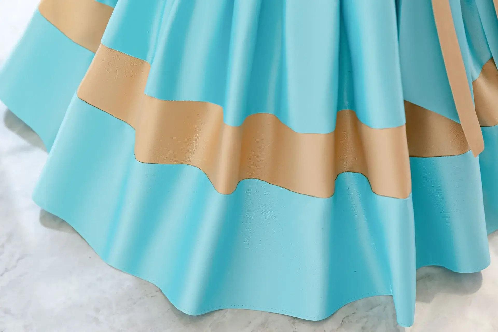 Girls' Pink Satin Bow Dress with Lace Puff Sleeves — feature 28