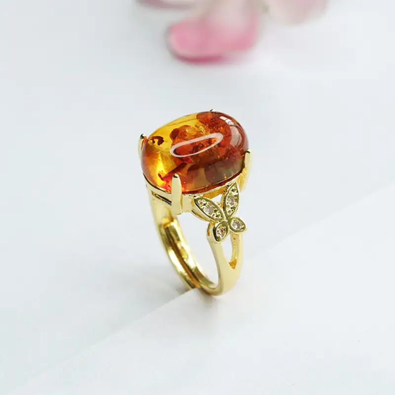 Guan Yu Natural Amber Ring for Women