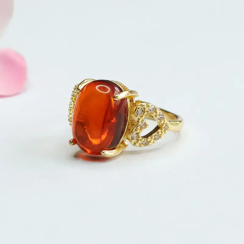 Guan Yu Natural Amber Heart Ring for Women - Image 4