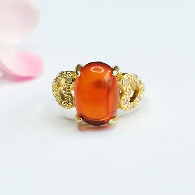 Guan Yu Natural Amber Heart Ring for Women — feature 4
