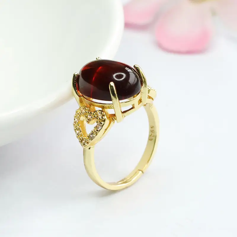 Guan Yu Natural Amber Heart Ring for Women — feature 9