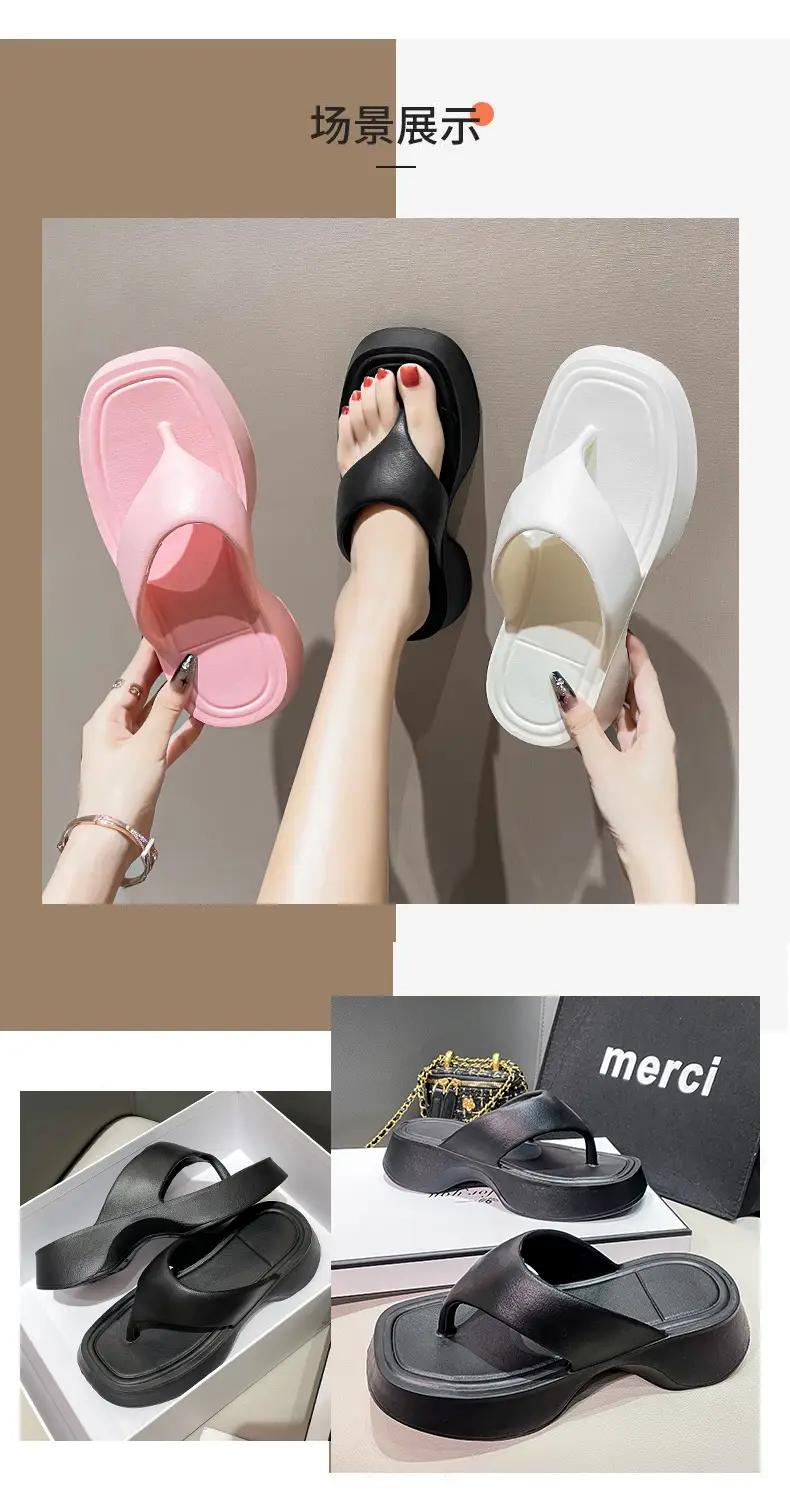 Thick-soled slippers women's summer wear thick-soled flip-flops step on excrement feeling thick-soled slippers eva slippers cross-border explosions — feature 12