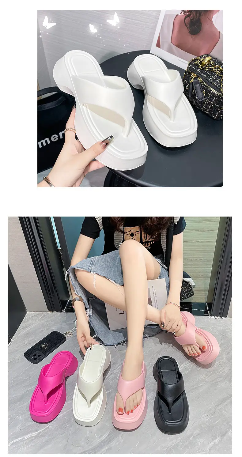 Thick-soled slippers women's summer wear thick-soled flip-flops step on excrement feeling thick-soled slippers eva slippers cross-border explosions — feature 15