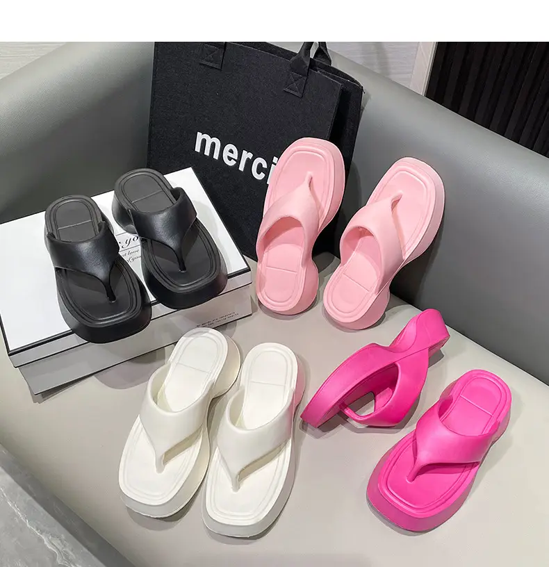 Thick-soled slippers women's summer wear thick-soled flip-flops step on excrement feeling thick-soled slippers eva slippers cross-border explosions — feature 20