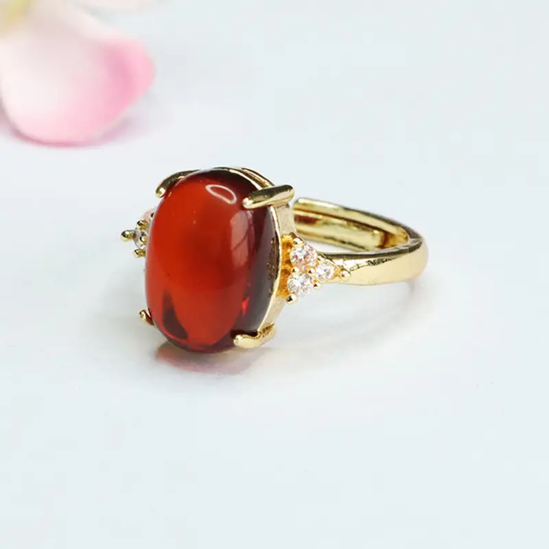Guan Yu Natural Amber Claw Setting Ring for Women - Image 4
