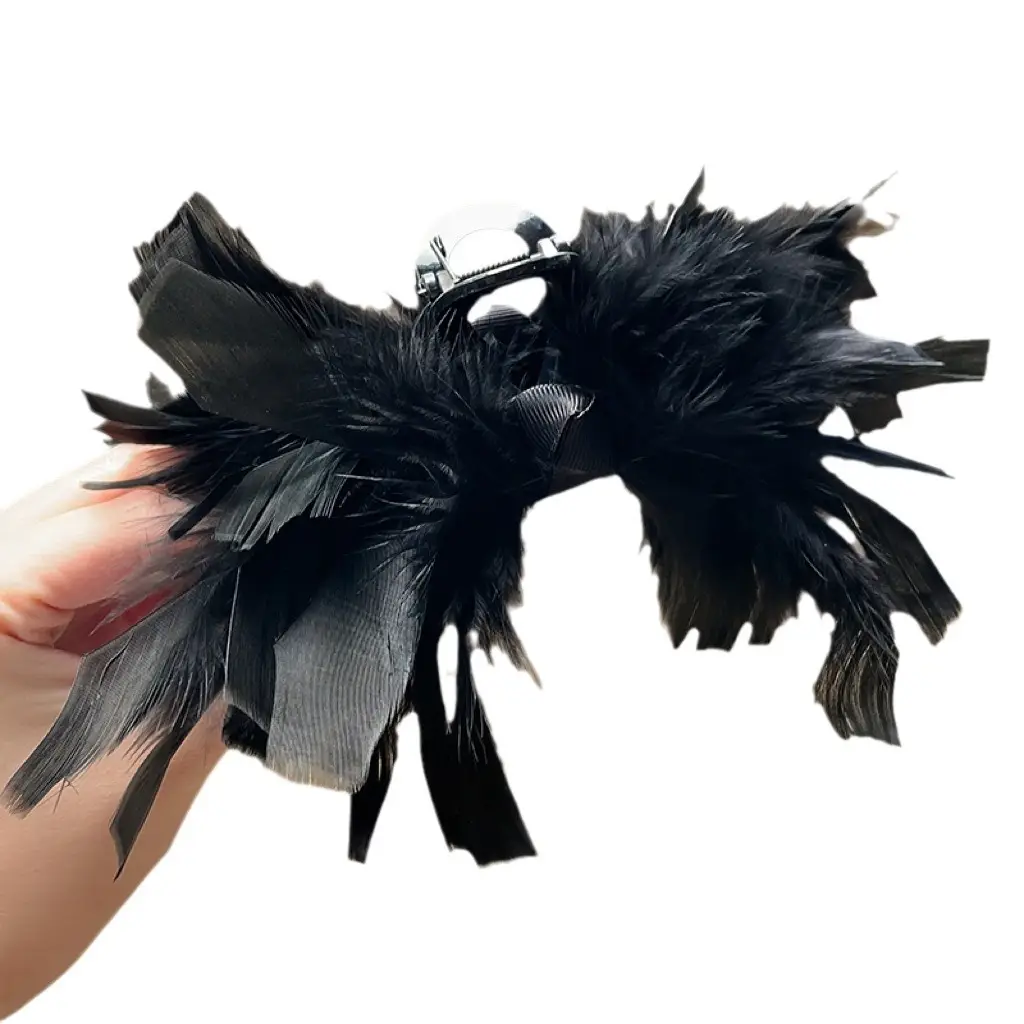 Female Ostrich Feather Hairpin for Women Autumn Winter