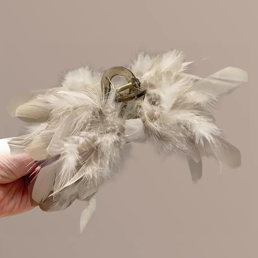 Female Ostrich Feather Hairpin for Women Autumn Winter