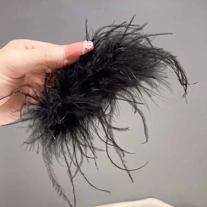 Female Ostrich Feather Hairpin for Women Autumn Winter