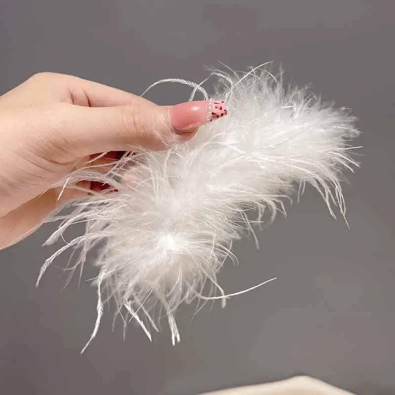 Female Ostrich Feather Hairpin for Women Autumn Winter