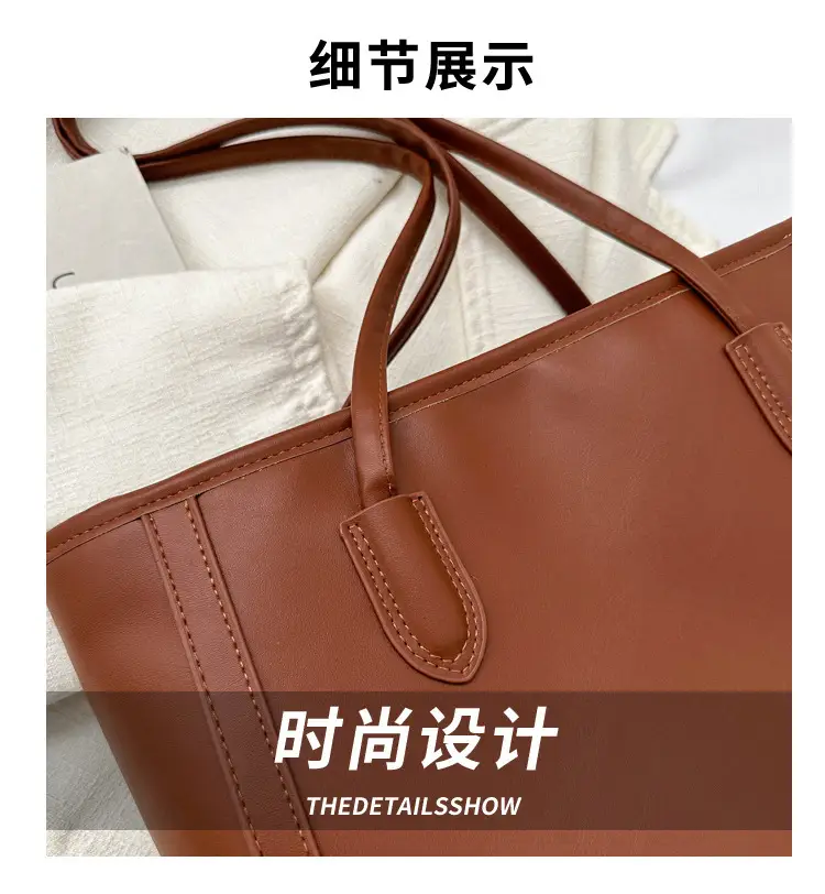 Korean Style Textured Shoulder Bag Brown 2023 — feature 2