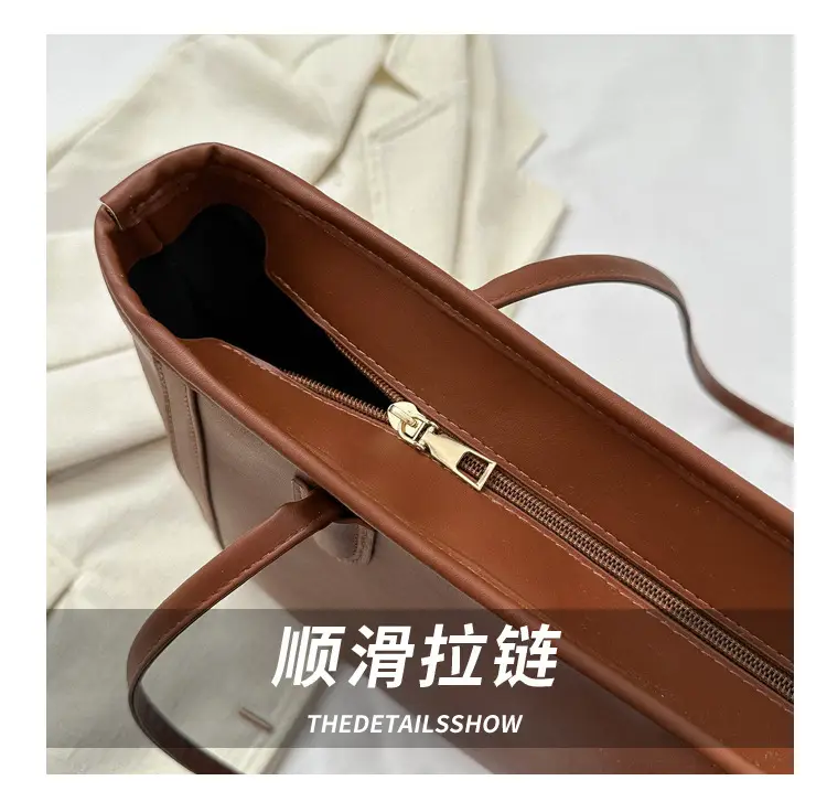 Korean Style Textured Shoulder Bag Brown 2023 — feature 5