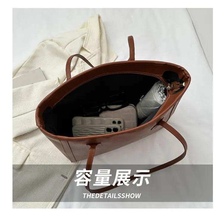 Korean Style Textured Shoulder Bag Brown 2023 — feature 6