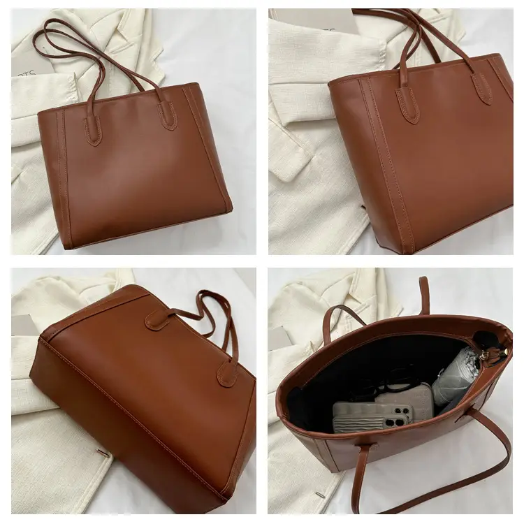 Korean Style Textured Shoulder Bag Brown 2023 — feature 7