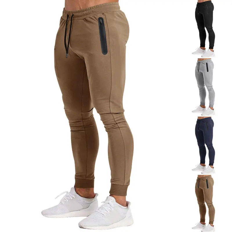 Men's Grey Elastic Fitness Pants Spring Summer Casual — feature 1