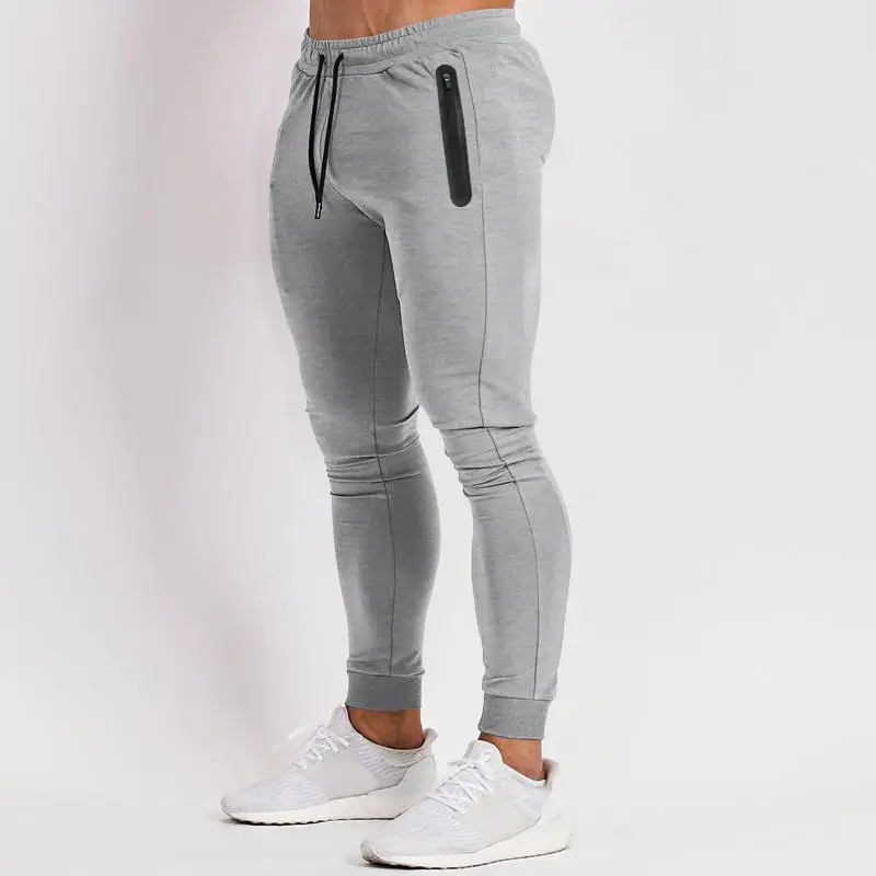 Men's Grey Elastic Fitness Pants Spring Summer Casual — feature 17