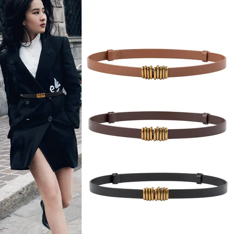 Women's Genuine Leather Belt for Cowhide Dress Coat Jacket Suit