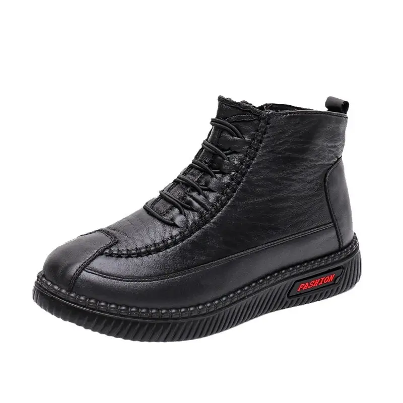 Winter old Beijing cloth shoes women's cotton shoes middle-aged and elderly fleece-lined thick warm mom shoes flat non-slip Grandma cotton boots - Image 6