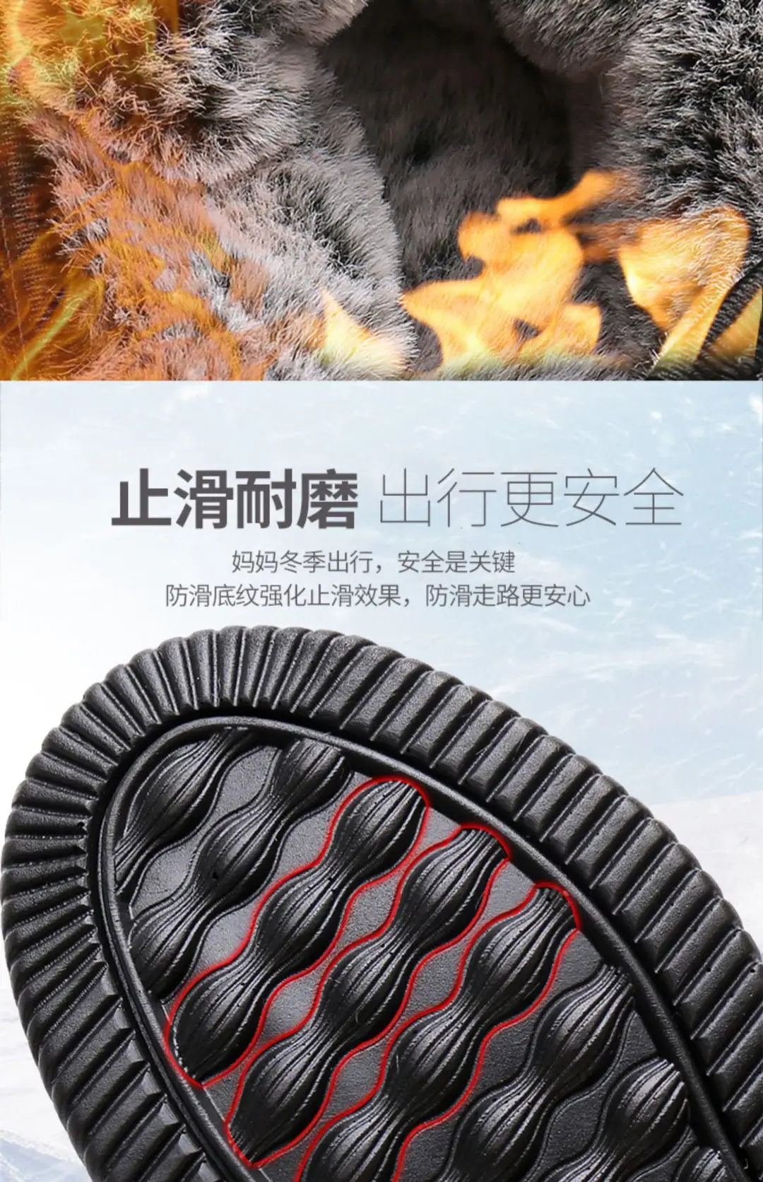 Winter old Beijing cloth shoes women's cotton shoes middle-aged and elderly fleece-lined thick warm mom shoes flat non-slip Grandma cotton boots — feature 16