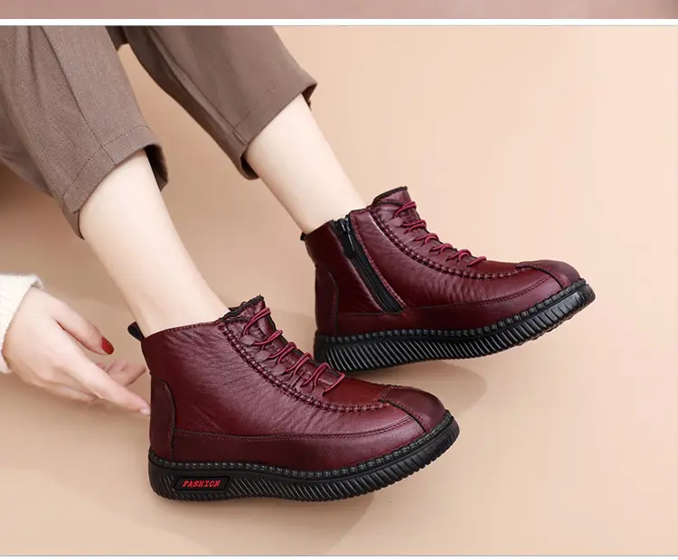 Winter old Beijing cloth shoes women's cotton shoes middle-aged and elderly fleece-lined thick warm mom shoes flat non-slip Grandma cotton boots — feature 27