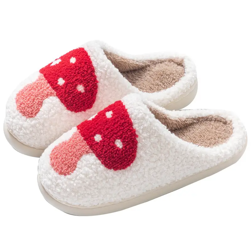 Cross-Border New In-Stock Home Warm Winter Cotton Slippers for Couples, Men and Women, Christmas Towel Embroidered Slippers, Dropshipping