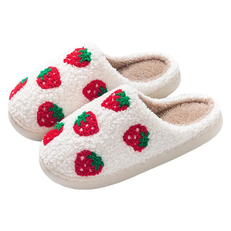 Cross-Border New In-Stock Home Warm Winter Cotton Slippers for Couples, Men and Women, Christmas Towel Embroidered Slippers, Dropshipping