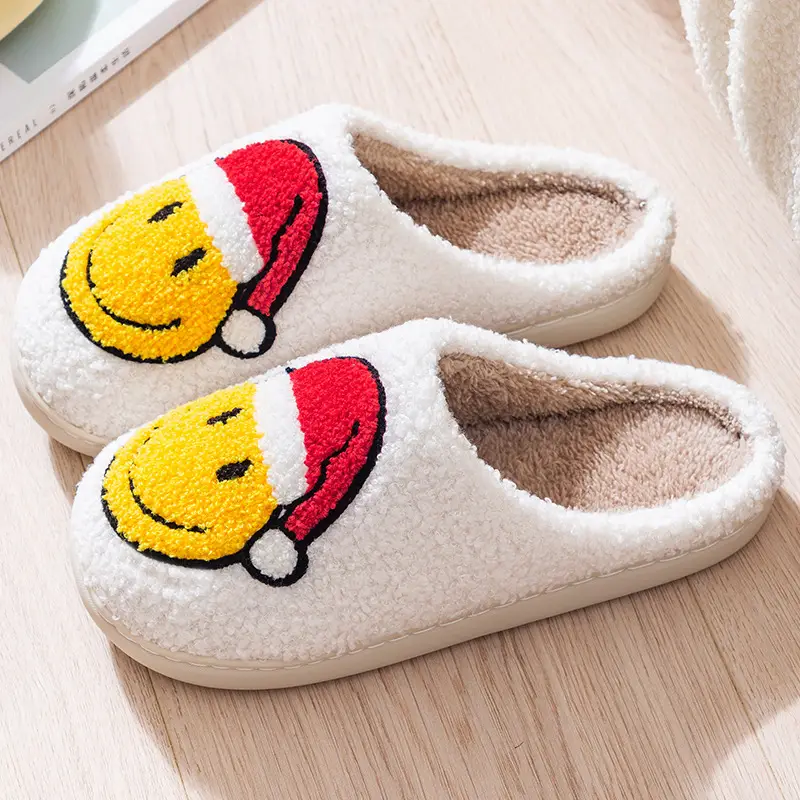 Cross-Border New In-Stock Home Warm Winter Cotton Slippers for Couples, Men and Women, Christmas Towel Embroidered Slippers, Dropshipping