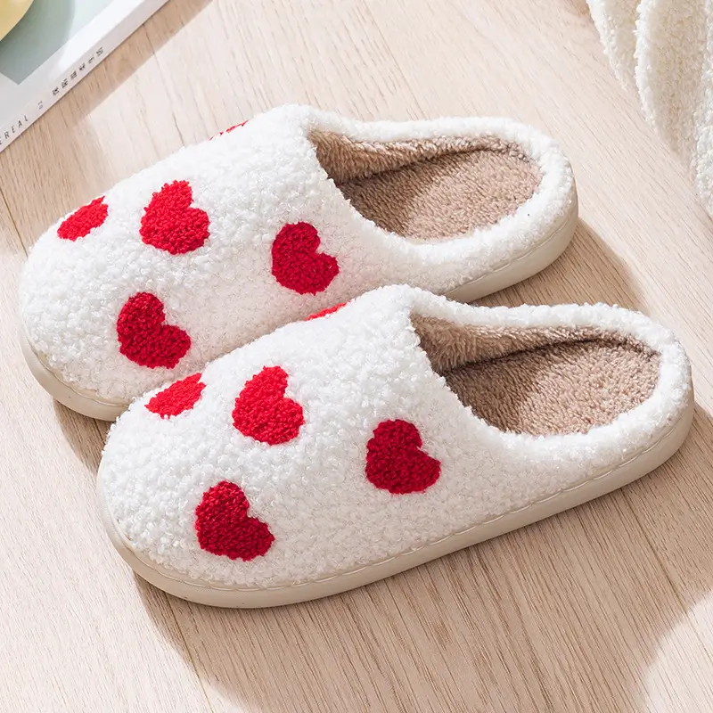 Cross-Border New In-Stock Home Warm Winter Cotton Slippers for Couples, Men and Women, Christmas Towel Embroidered Slippers, Dropshipping