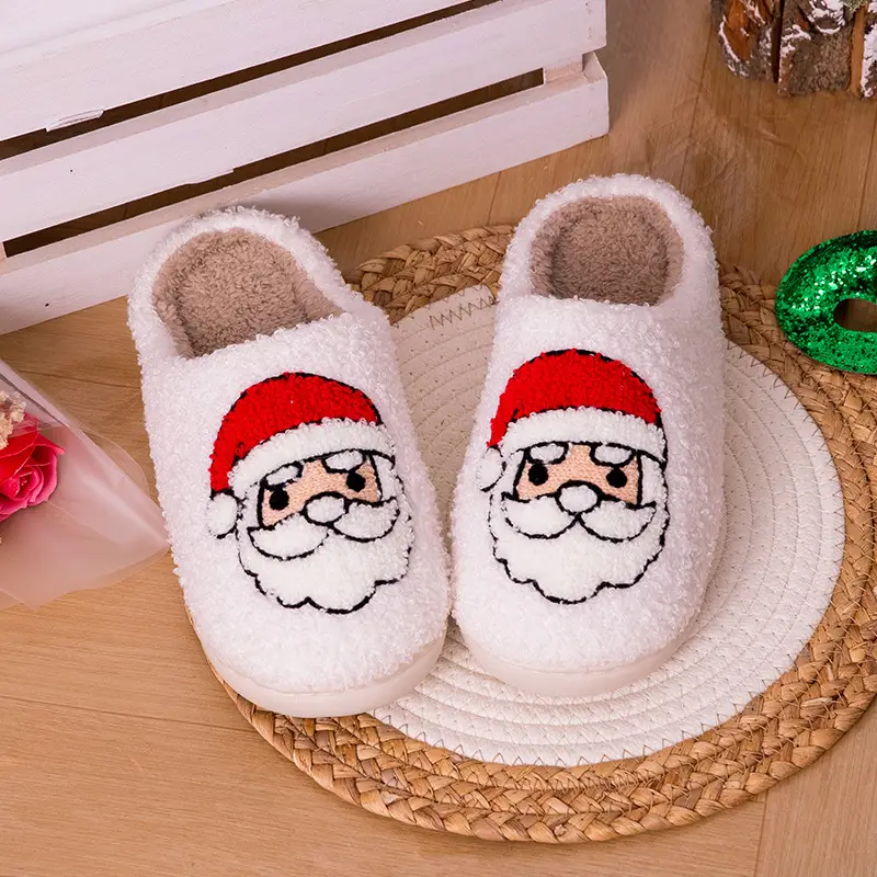 Cross-Border New In-Stock Home Warm Winter Cotton Slippers for Couples, Men and Women, Christmas Towel Embroidered Slippers, Dropshipping