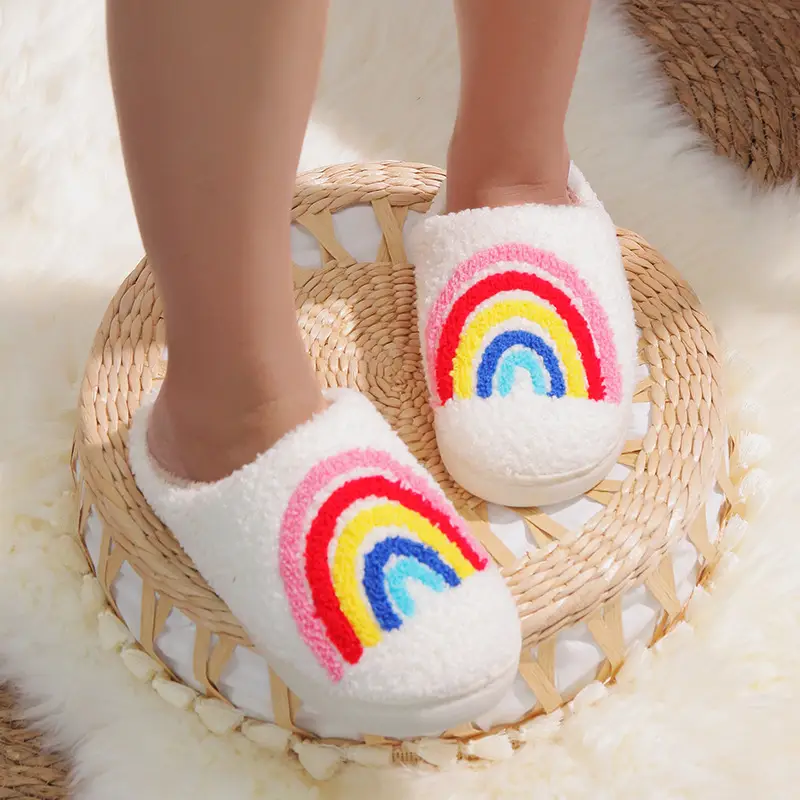 Cross-Border New In-Stock Home Warm Winter Cotton Slippers for Couples, Men and Women, Christmas Towel Embroidered Slippers, Dropshipping
