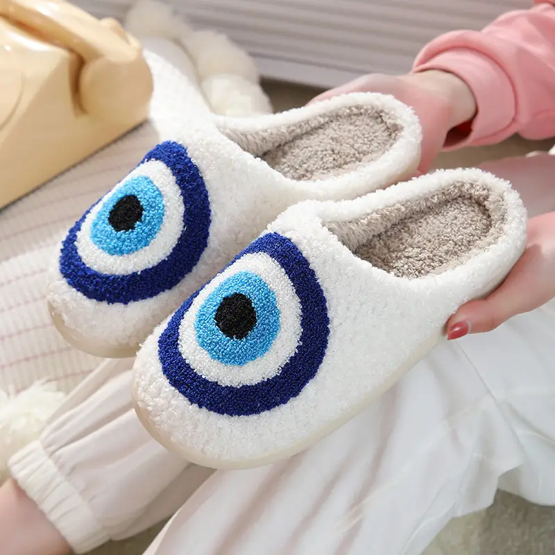 Cross-Border New In-Stock Home Warm Winter Cotton Slippers for Couples, Men and Women, Christmas Towel Embroidered Slippers, Dropshipping