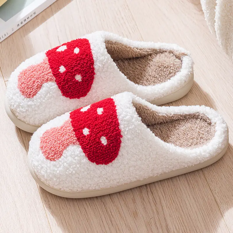 Cross-Border New In-Stock Home Warm Winter Cotton Slippers for Couples, Men and Women, Christmas Towel Embroidered Slippers, Dropshipping