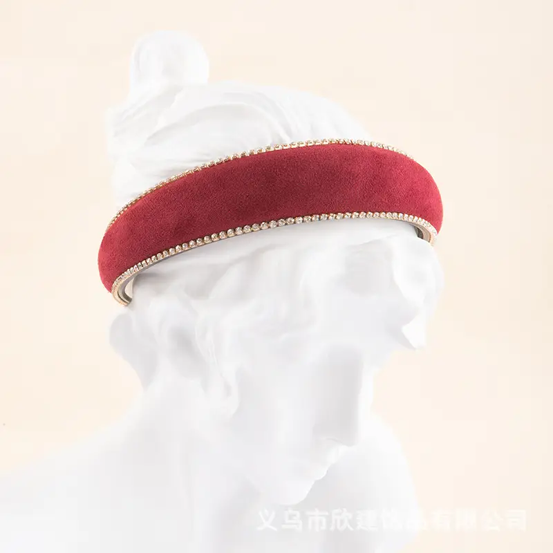 Cross-border rhinestone velvet headbands for women