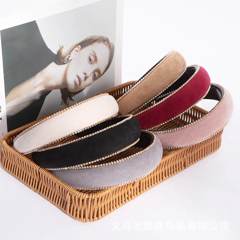 Cross-border rhinestone velvet headbands for women — feature 3