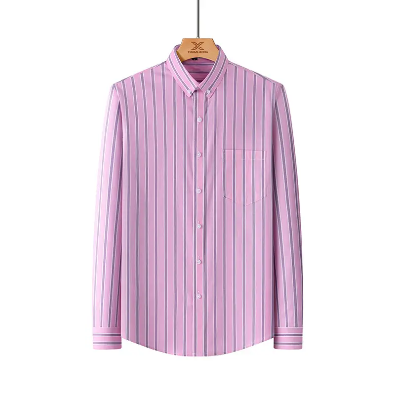 Men Striped Light Blue Loose Sleeve Shirt - Image 13