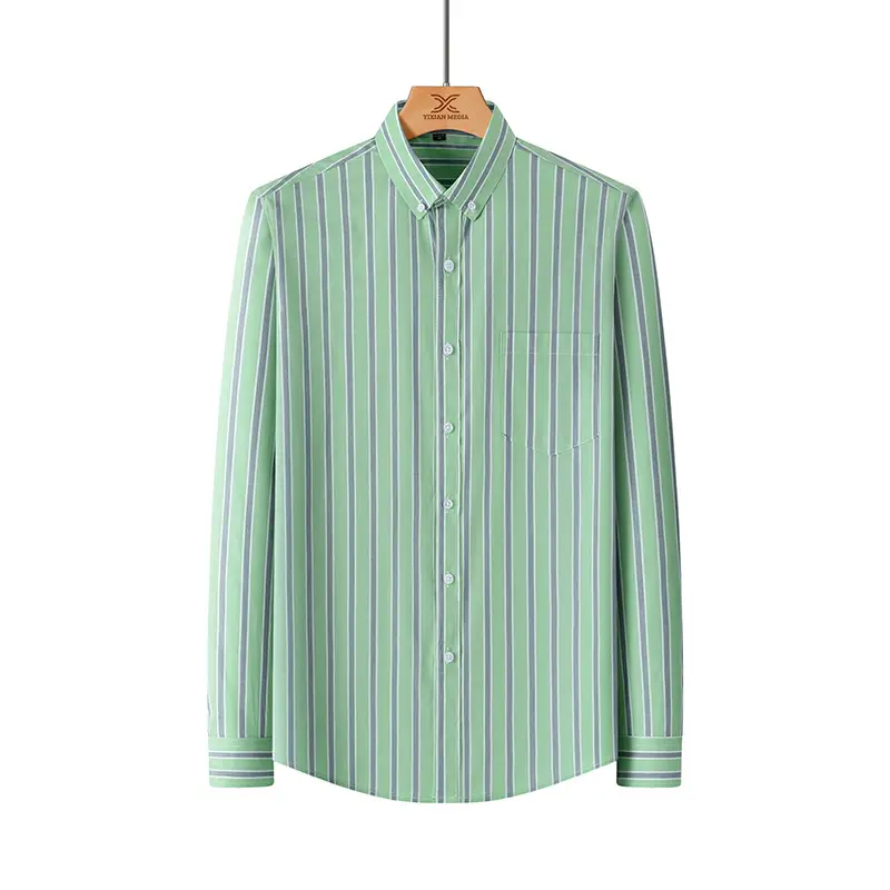Men Striped Light Blue Loose Sleeve Shirt - Image 14